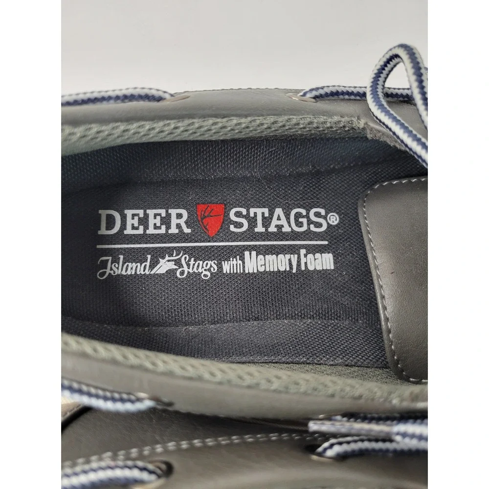 Deer Stags Mitch Grey Boat Shoes Men 10M Island Stags Memory Foam Loafers 23124‎